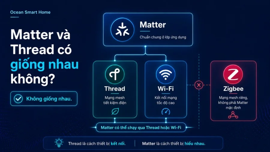Matter và Thread có giống nhau không?